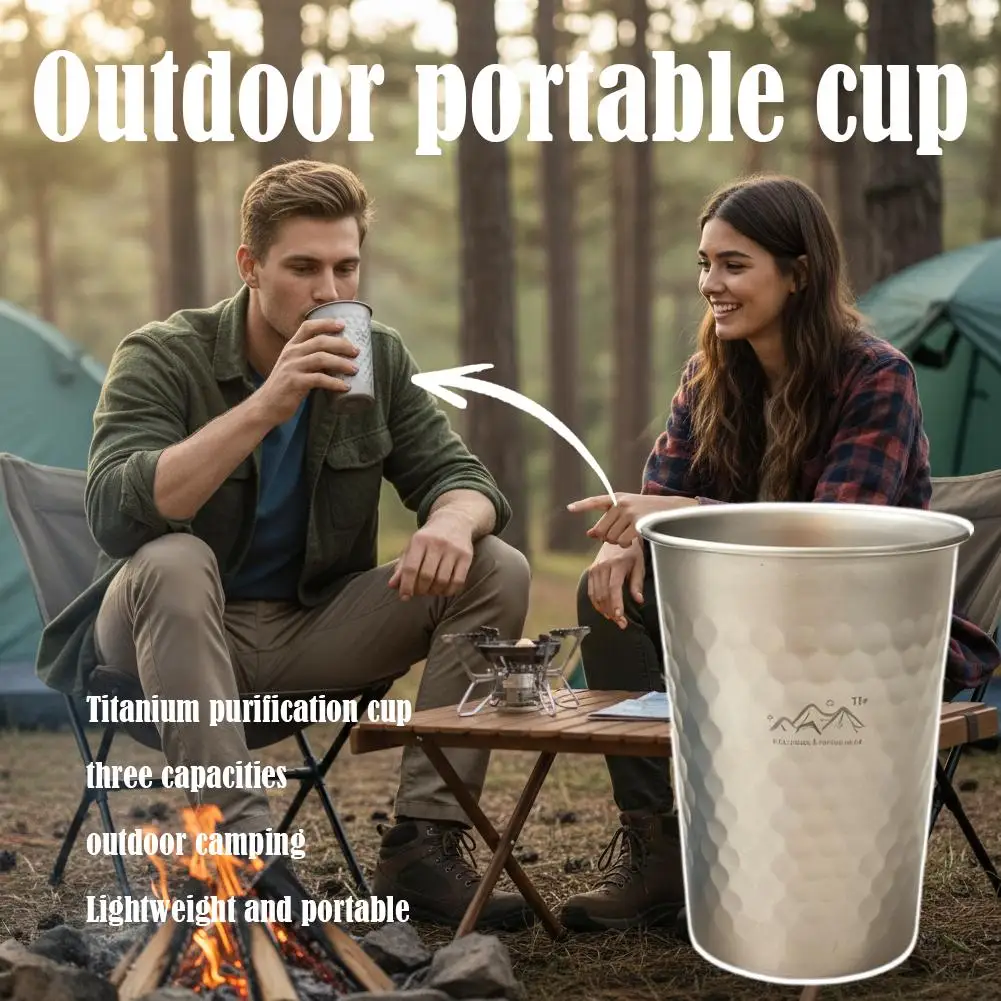 Ultralight Pure Titanium Camping Cup 350/500/600ml Portable Outdoor Coffee Tea Mug Picnic Beer Juice Cup Camping Tableware gallery 1