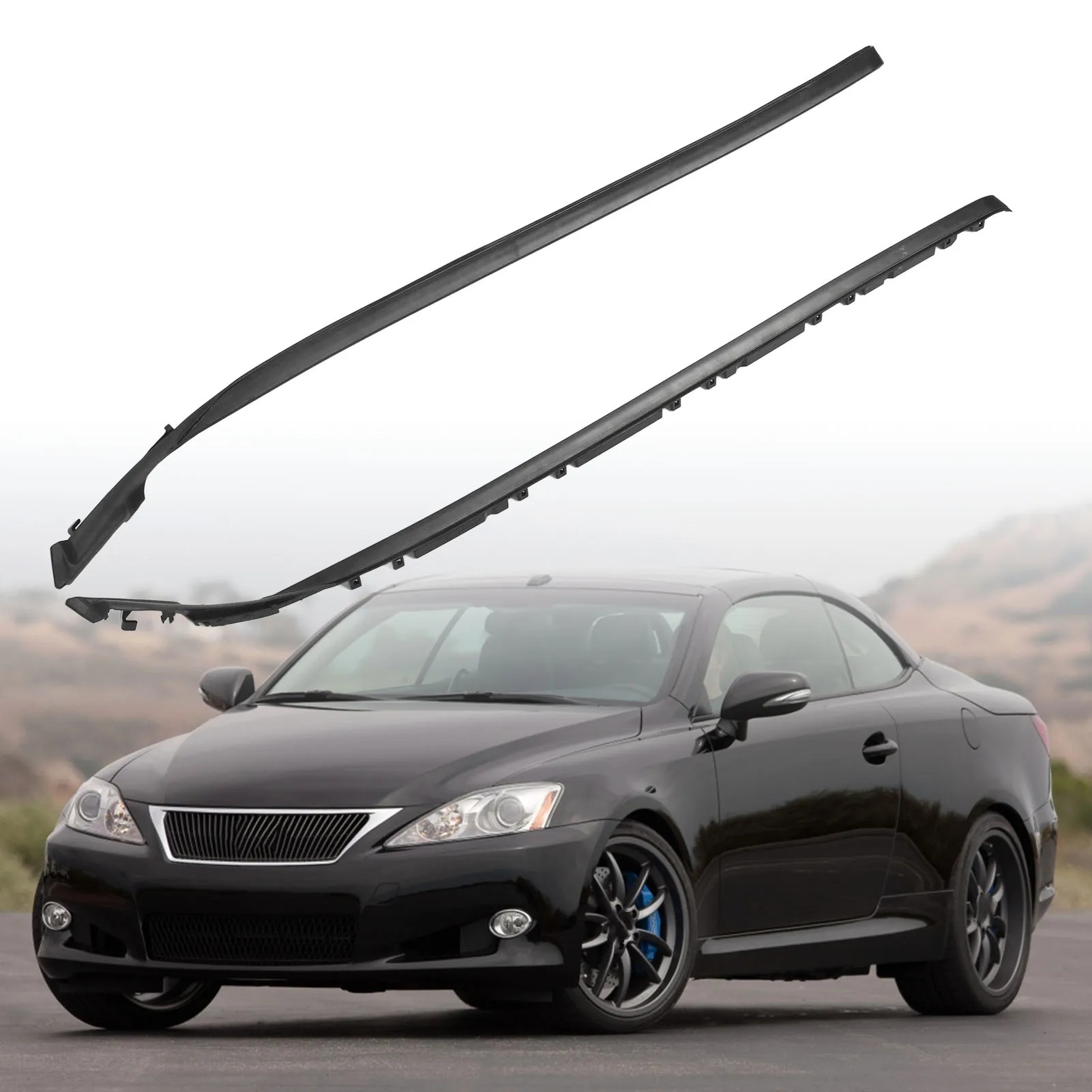 2pcs Car Roof Drip Windshield Frame Trim Kit 75551‑53020 Replacement For Lexus IS250 IS350 IS‑F