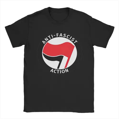 Camiseta antracista de acción fascista para hombres, divertidas camisetas de algodón con cuello redondo, camiseta de manga corta, ropa gráfica