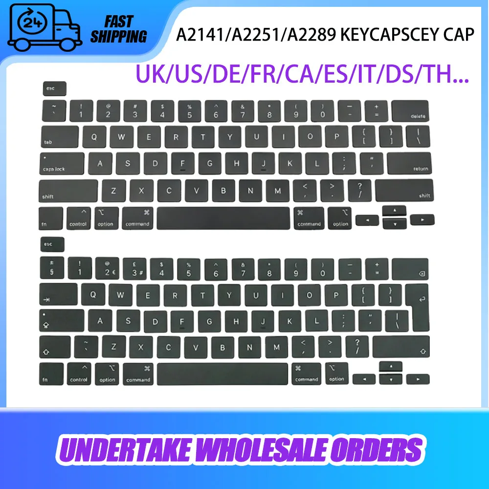 New Laptop A2141 A2251 A2289 Keycaps US UK FR DE ES Italy Layout Key Caps Repair For Macbook Pro Retina 13' 16' 2019 2020 Year