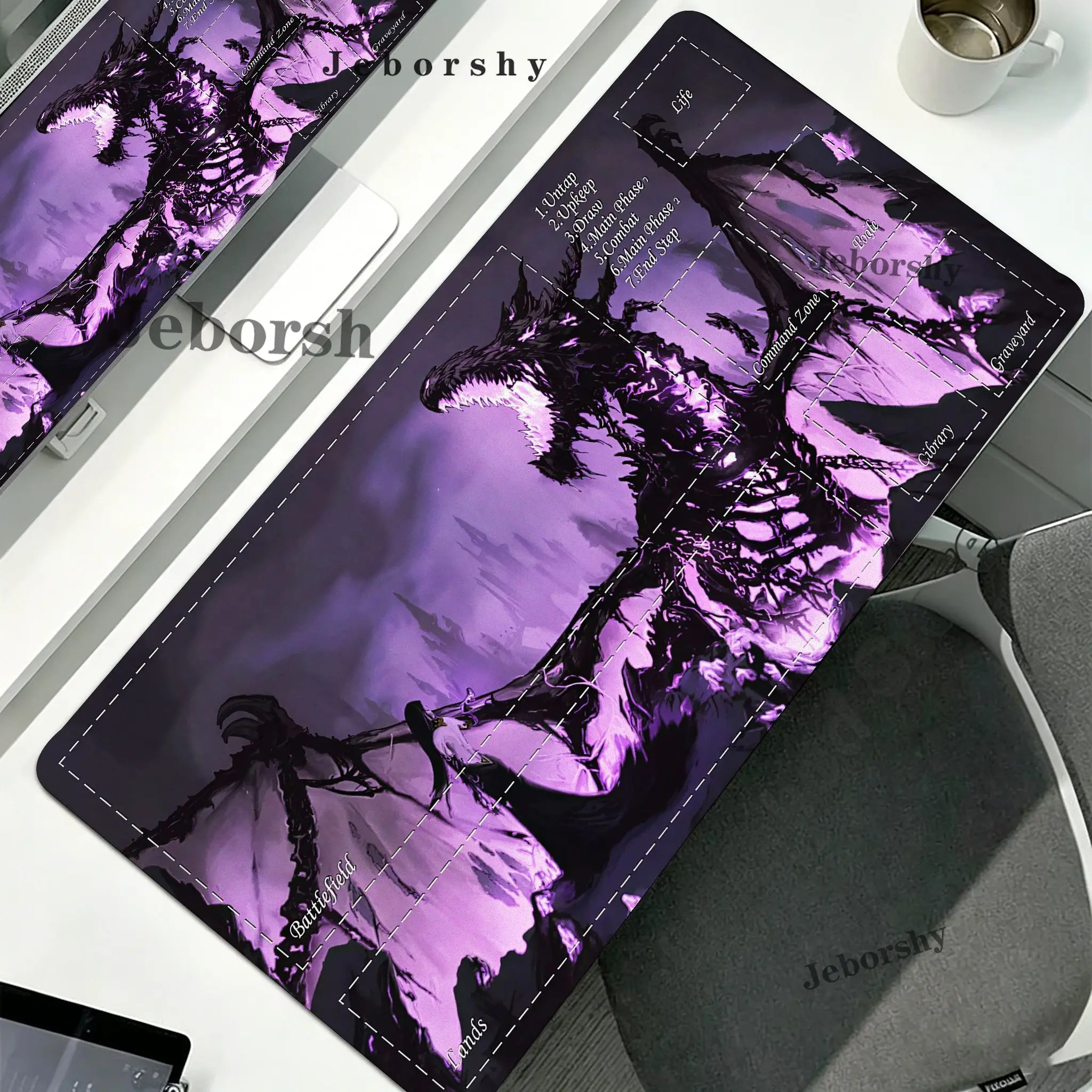 Magic Card Playmat with Zone Green Giant Dragon Tcg Playmat Non-Slip Durable Stitched Edge 35X60CM Desk Mat Tapete Magic Mat