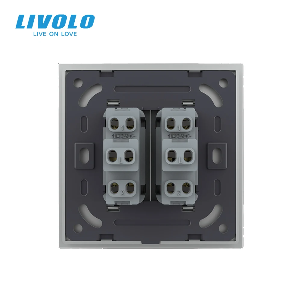 LIVOLO UK Standard Two-position Mechanical Push Button 10A Cross Wall Switch,Key Pad Electrical Outlet,220-250V