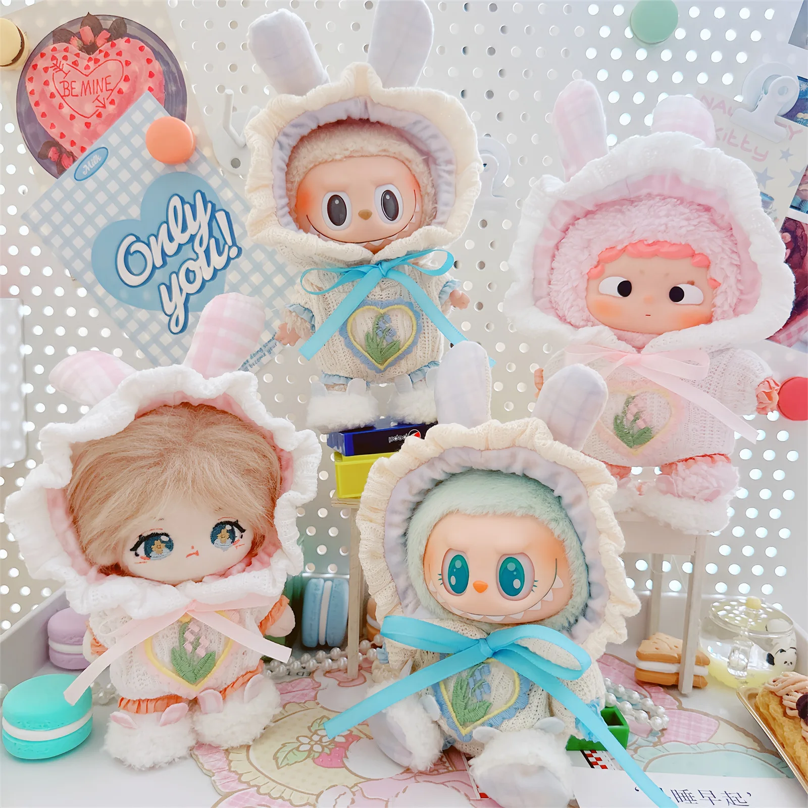 Cute Mini Idol Doll Clothes , Kawaii Soft Princess Bunny Suit, Plush Doll Accessories, Can Changing Clothes, Games Gifts, 10cm
