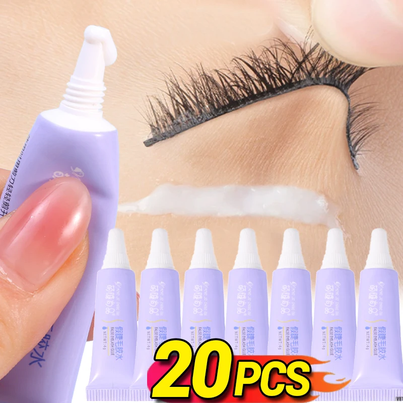 Mini pegamento para pestañas de secado rápido con juego de pinzas, pegamento adhesivo blanco duradero resistente al agua para pegamento para extensión de pestañas, cosméticos