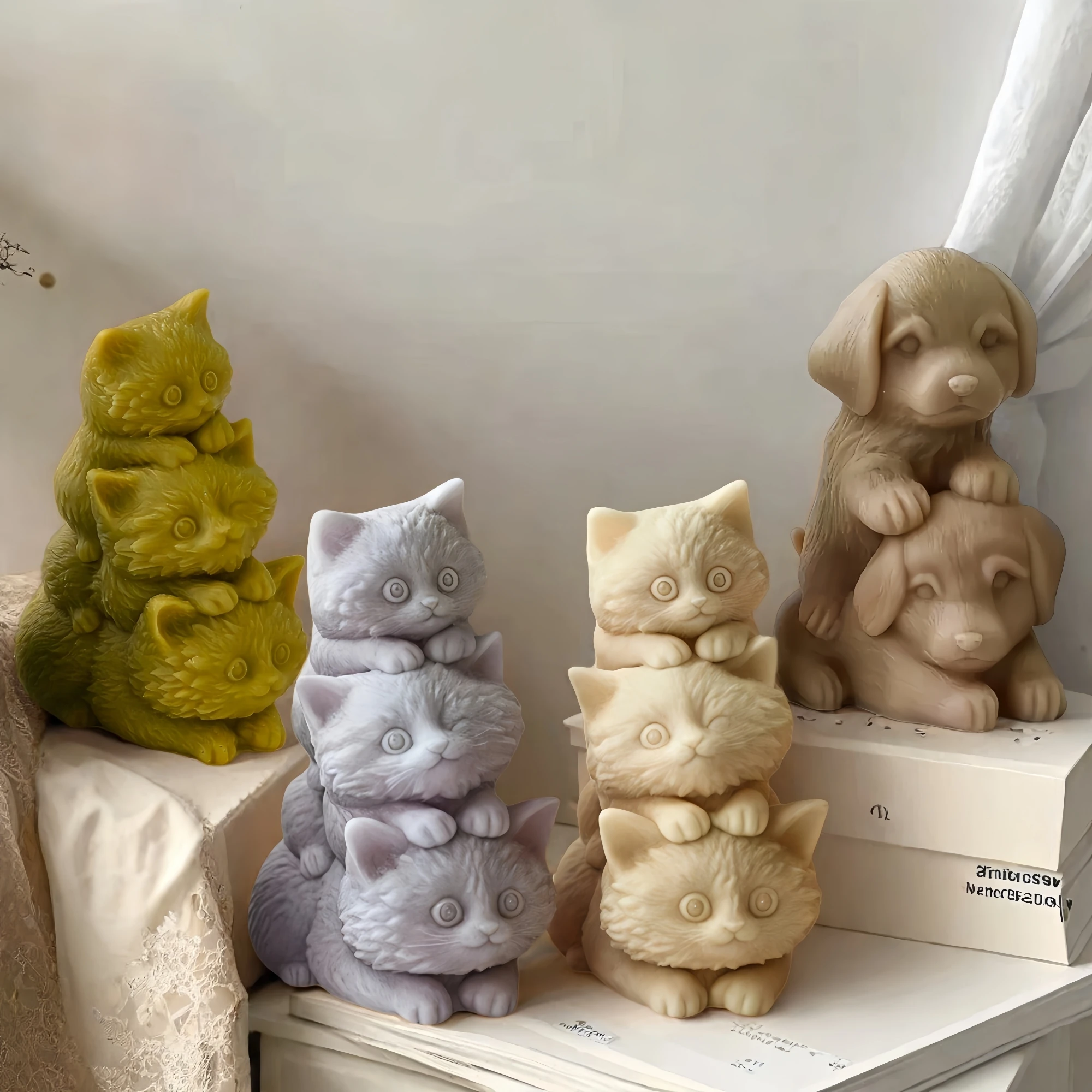 3D-Silikon-Tierform, niedliche Katzen- und Hundeform, Kerzenherstellung, DIY-Kerze, Gips, Seife, Herstellung, Heimdekoration, Urlaub, Party, Geschenke