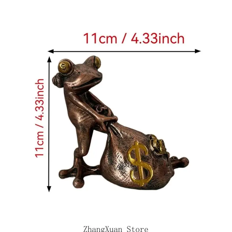 Lucky Frogs Money Bag Resin Statue Home Decors Reichtum Symbol Handcrafted Ornament 3XUF – Detail 6