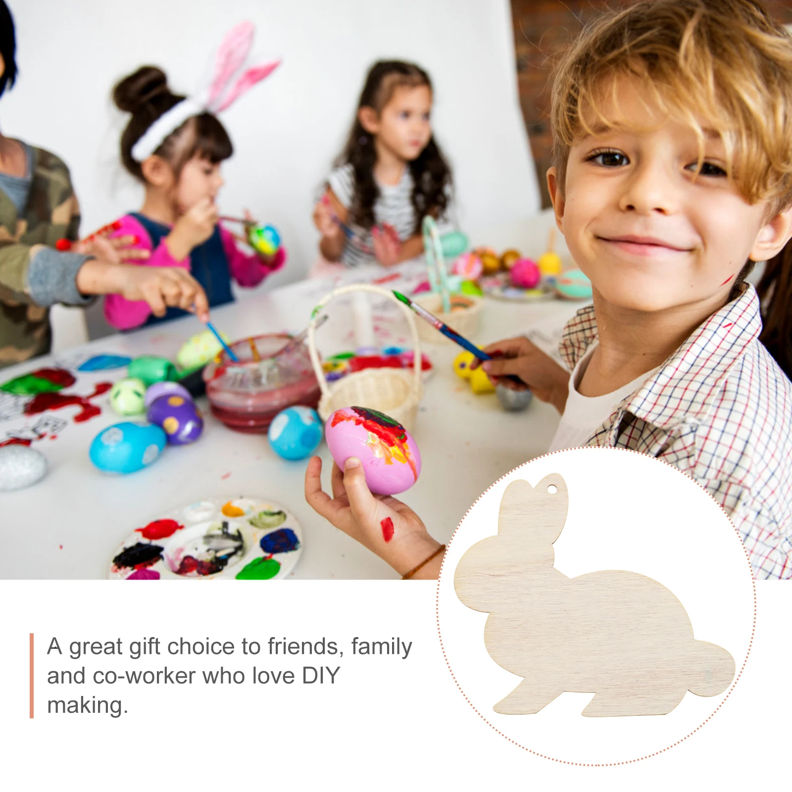 

20pcs Rabbit Wood Chips DIY Ornaments Wooden Pendant Crafts Gift Adorable Shape Hanging Decor Accessories