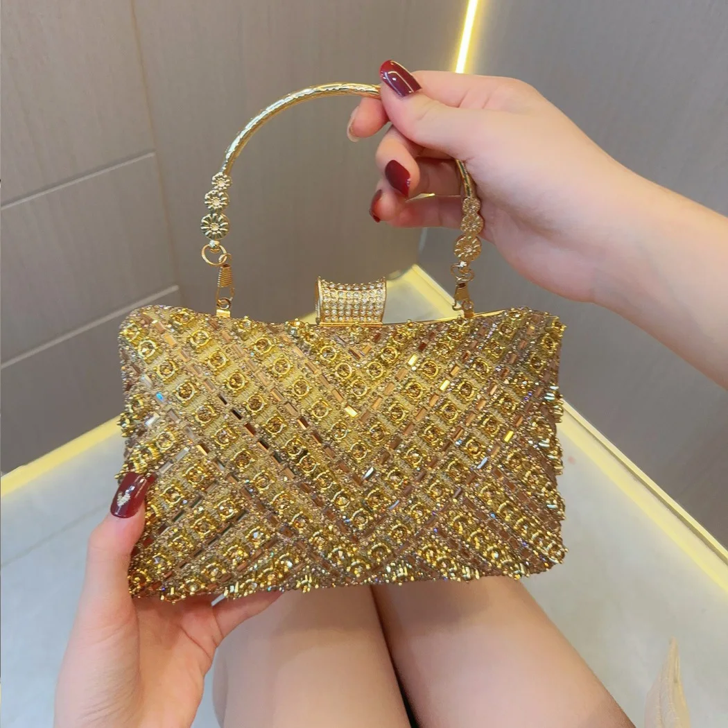 Nuova borsa con strass Borsa da sposa Borsa da sera per festa di compleanno per matrimonio Borsa da pranzo con croce di diamanti