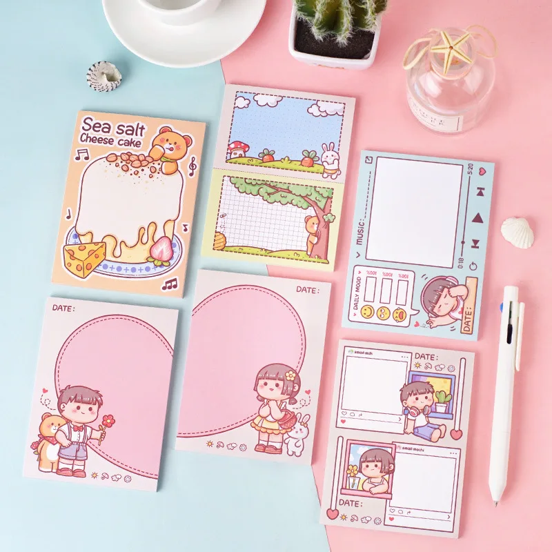 105pcs/lot Memo Pads Material Paper Little Mochi enjoys life Junk Journal Scrapbooking Cards Retro Background Decoration Paper