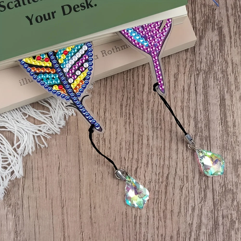 6 Pack Bookmark Diamond Painting DIY Feather Bookmark Home Office School Classroom Crystal Pendant Bookmark 5D Diamond Painting Christmas Handmade Gifts for Beginners view 5
