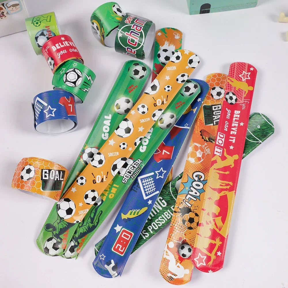 12pcs Soccer Slap Bracelets Wristband Toys for Kids Birthday Party Favors Pinata Filler Gift Football Theme Party Decoration