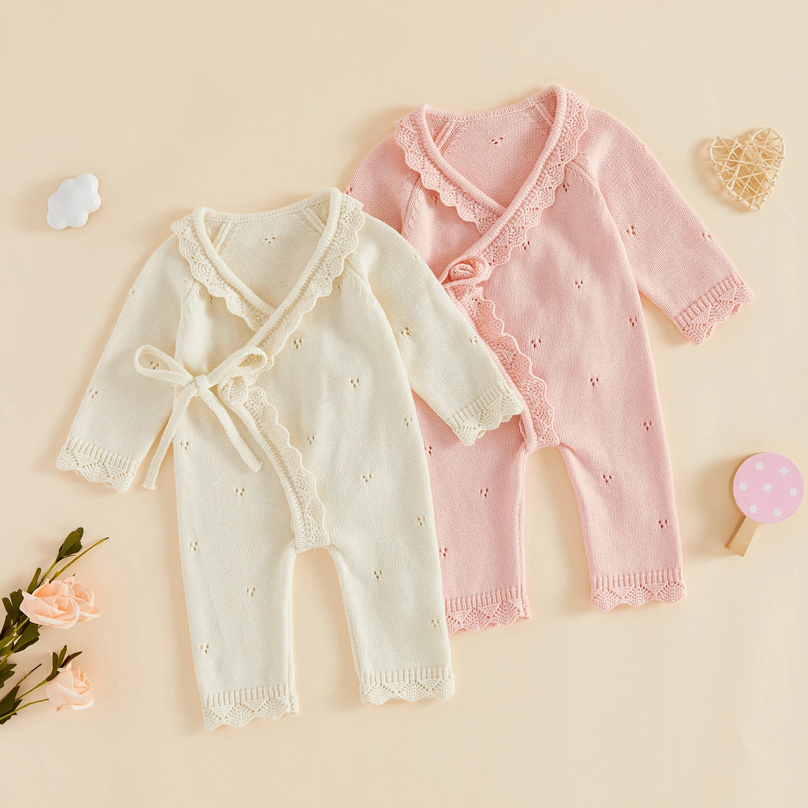 Scallop Knit Baby Romper 1