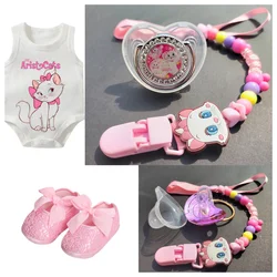 2024Kawaii Baby Personalized Pacifier Clip Pink Mary Cat Bling Luxury Pacifier holder Silicone newborn nipple Baby cleaning gift