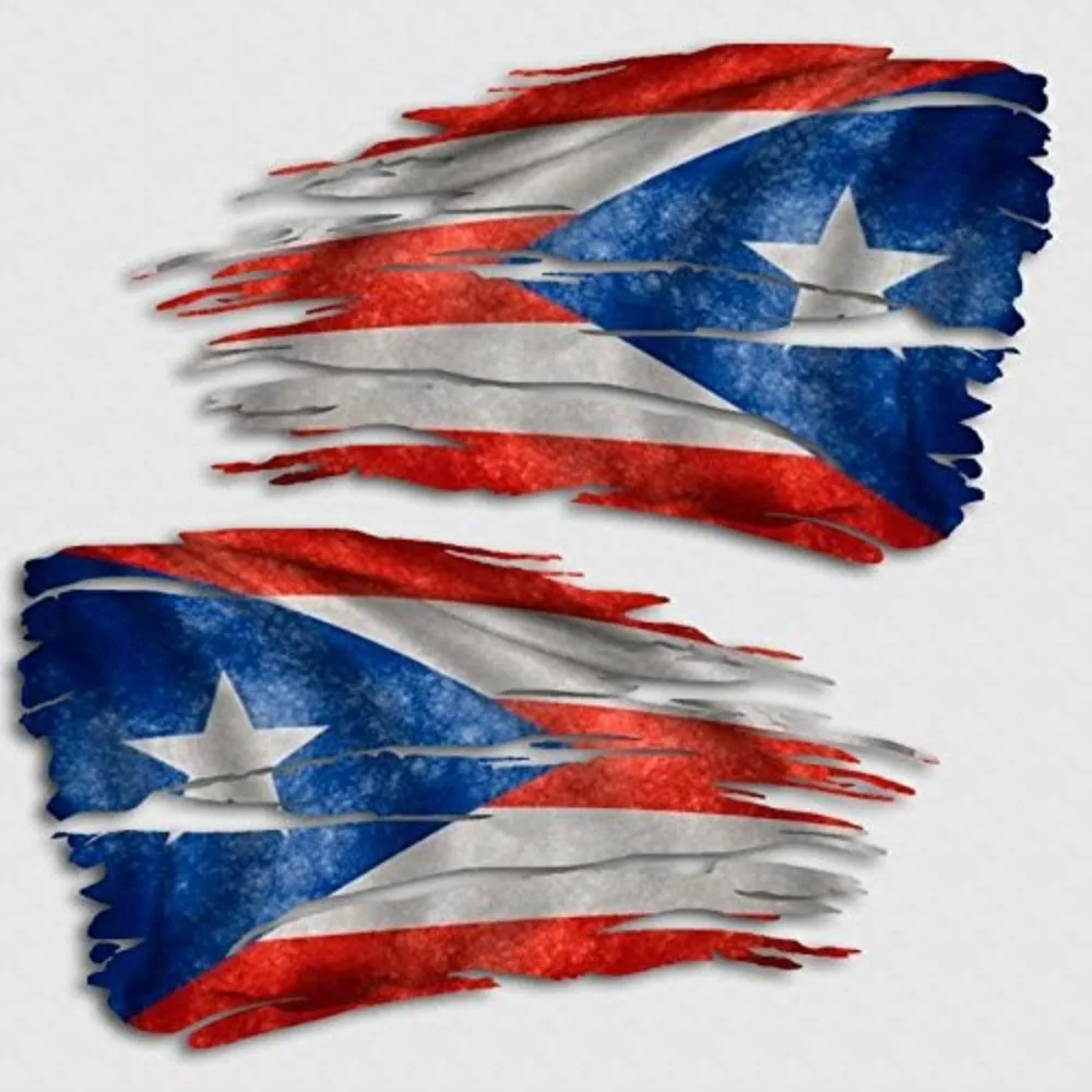 Ensemble d'autocollants usés avec le drapeau de Porto Rico, représentant les îles des territoires américains, pour motos et bouteilles d'eau