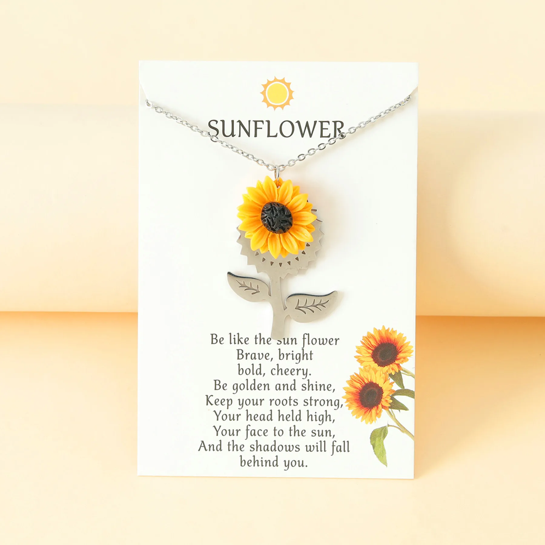 2023 New Stainless Steel Sunflower Resin Daisy Fresh Collar Chain Women's Versatile Gift Wholesale