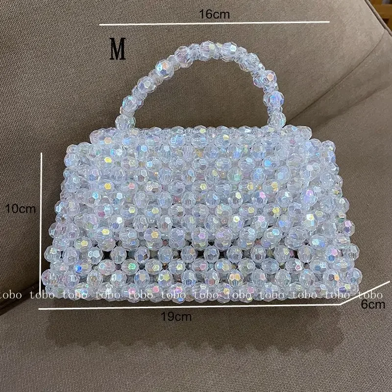 Bead Bag Designer Brand Acrylic Clear Pearl Beaded Box Tote Bag Mini Transparent Handbags Women Bags Designer Party Purses New