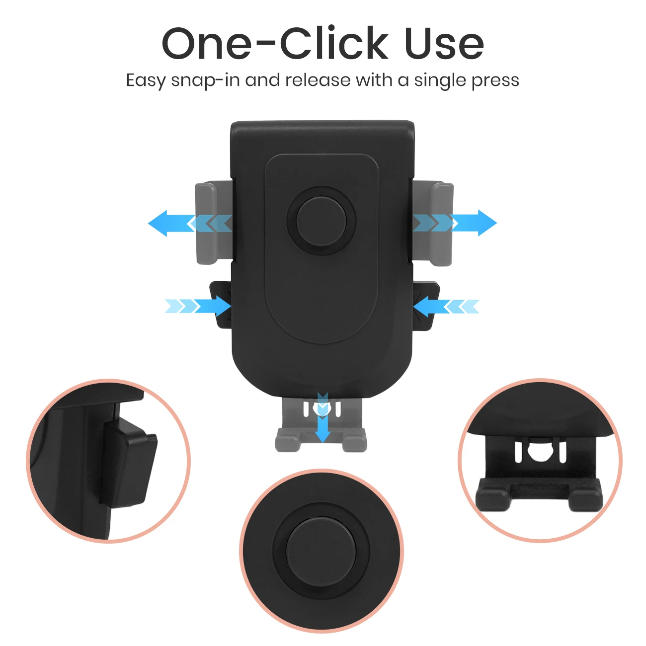 1PC Stroller Phone Holder, Shopping Cart Phone Holder - Fit on Handlebars - One-Hand Operation to Put On/Take Off Phone - 360 De