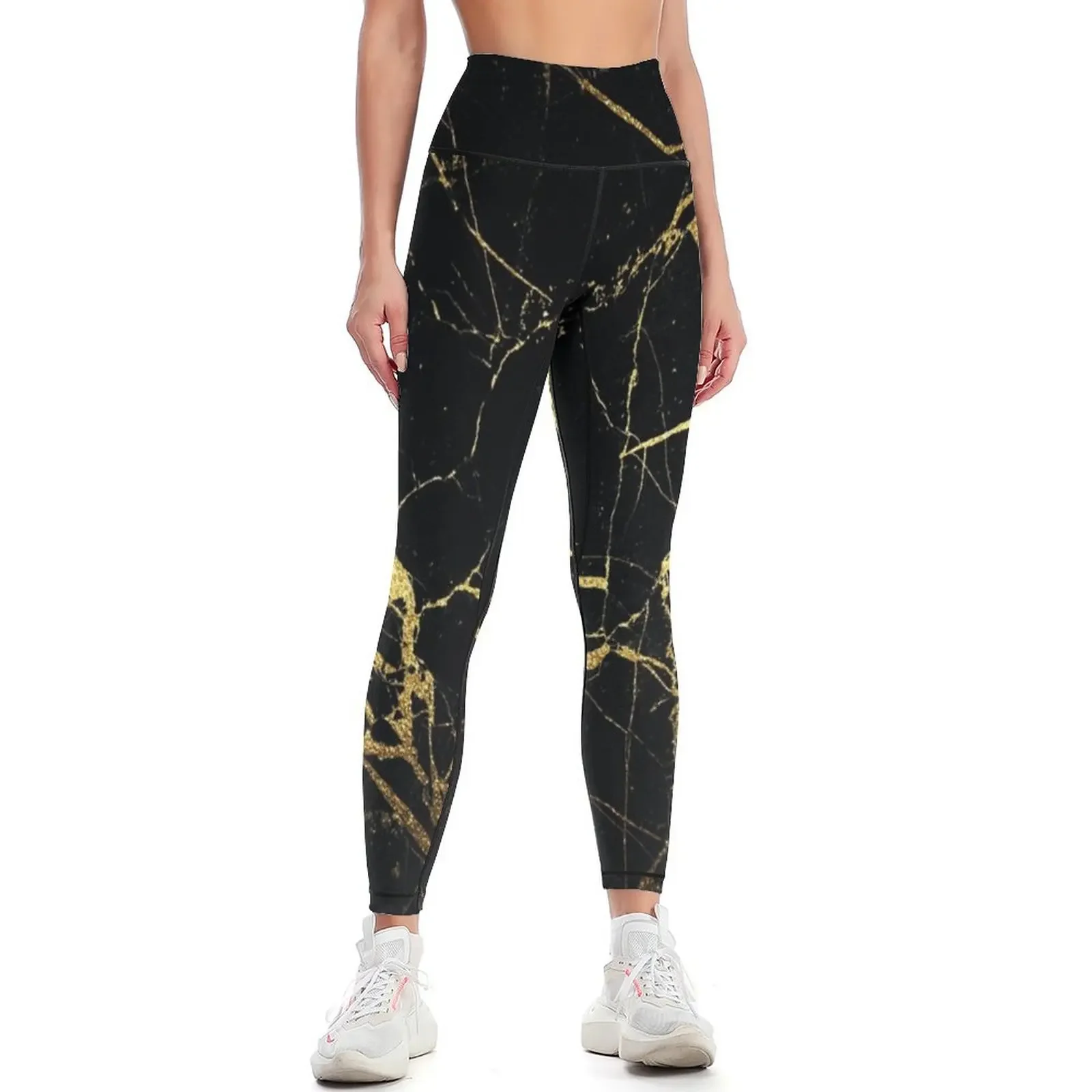 

Black Gold Marble Leggings Fitness clothing Leginsy push up Women's sports pants flared Womens Leggings