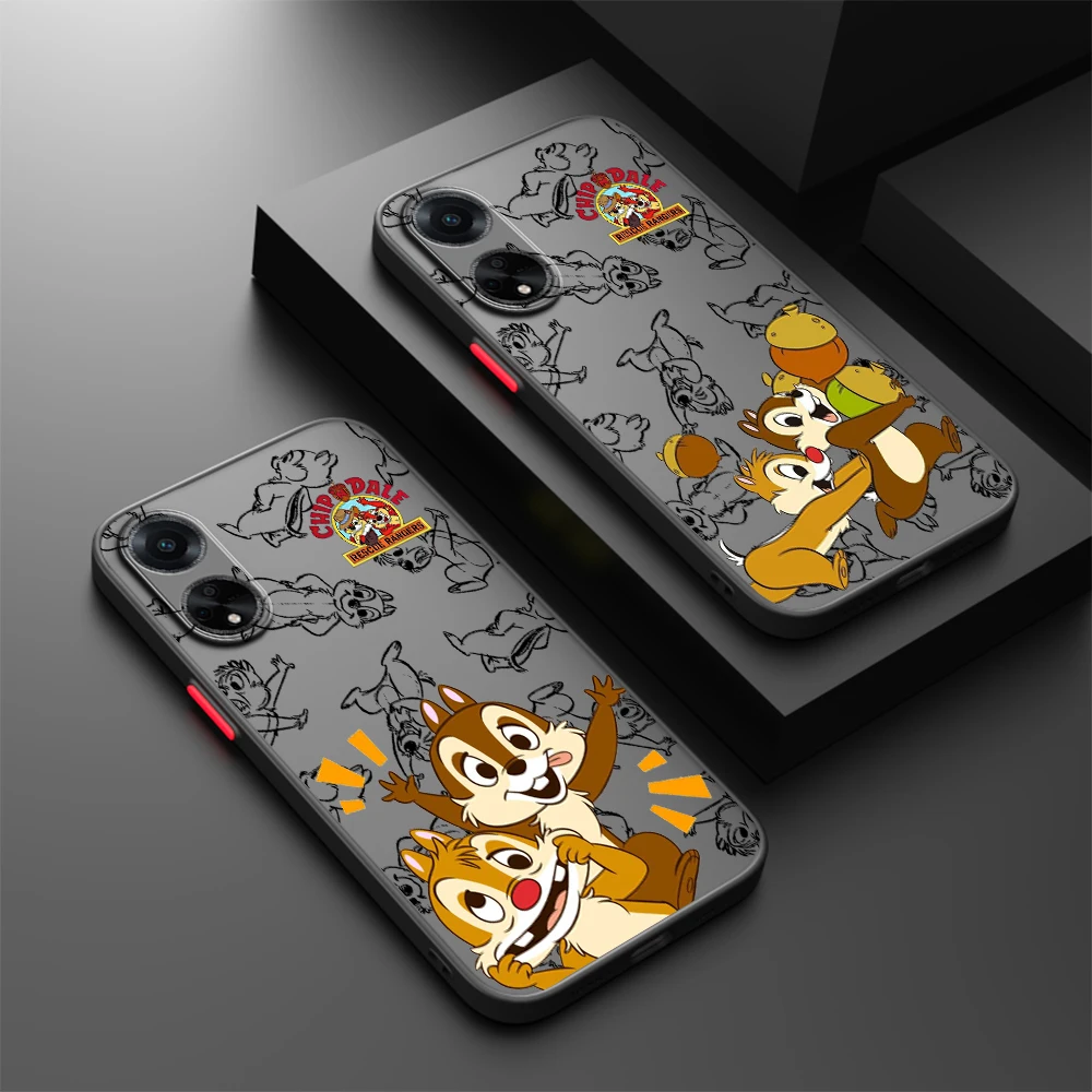 Cute Chip And Dale Frosted Translucent For OPPO X5 X3 A54S A5 A94 A16 A53S A57 A74 A72 A96 A98 A78 5G TPU Phone Case