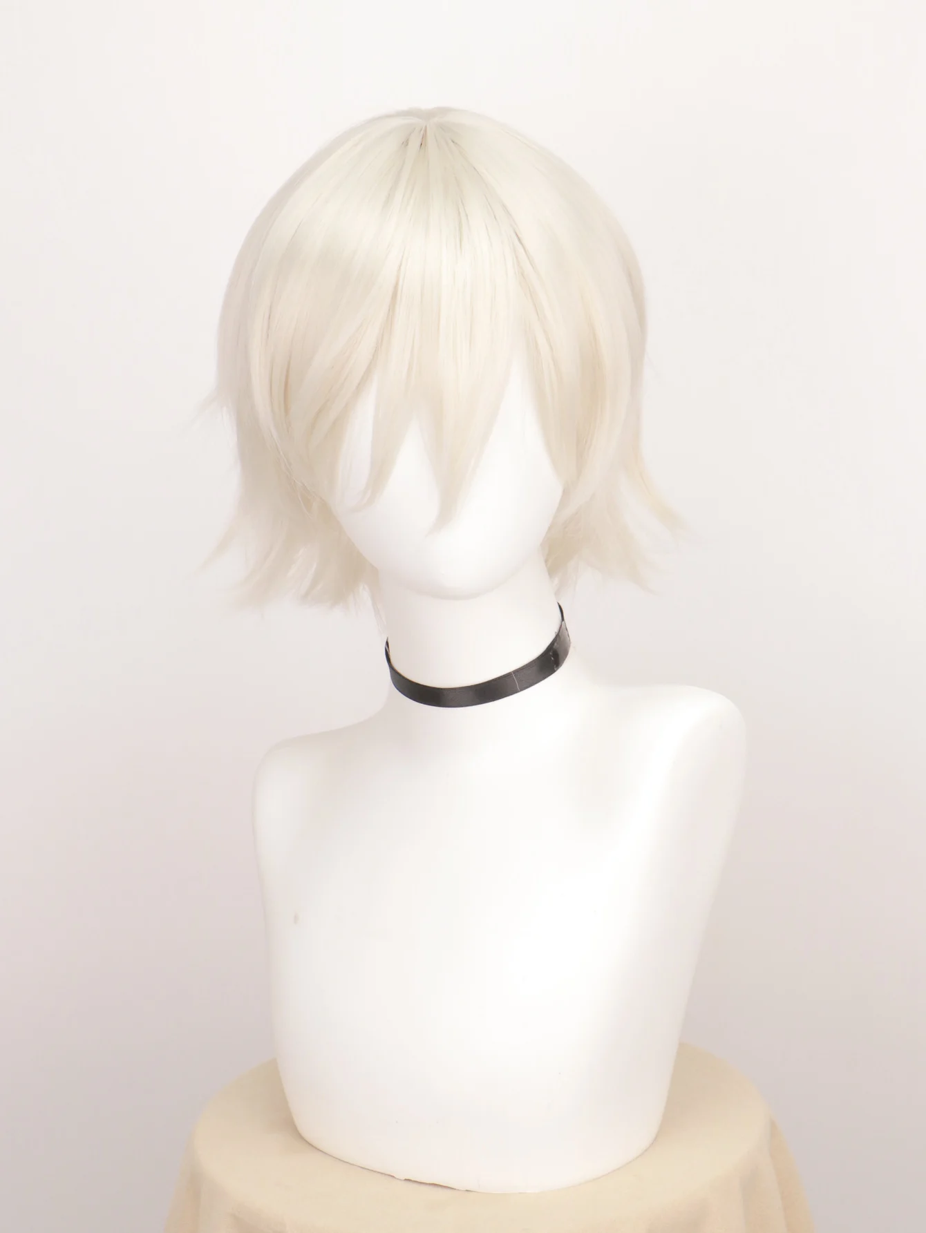 Synthetic Unisex 12 Inches Short Cosplay Hair Party White Red Pink Blonde Orange Yellow Wigs with Bangs Lolita Wig For Men Women image 3