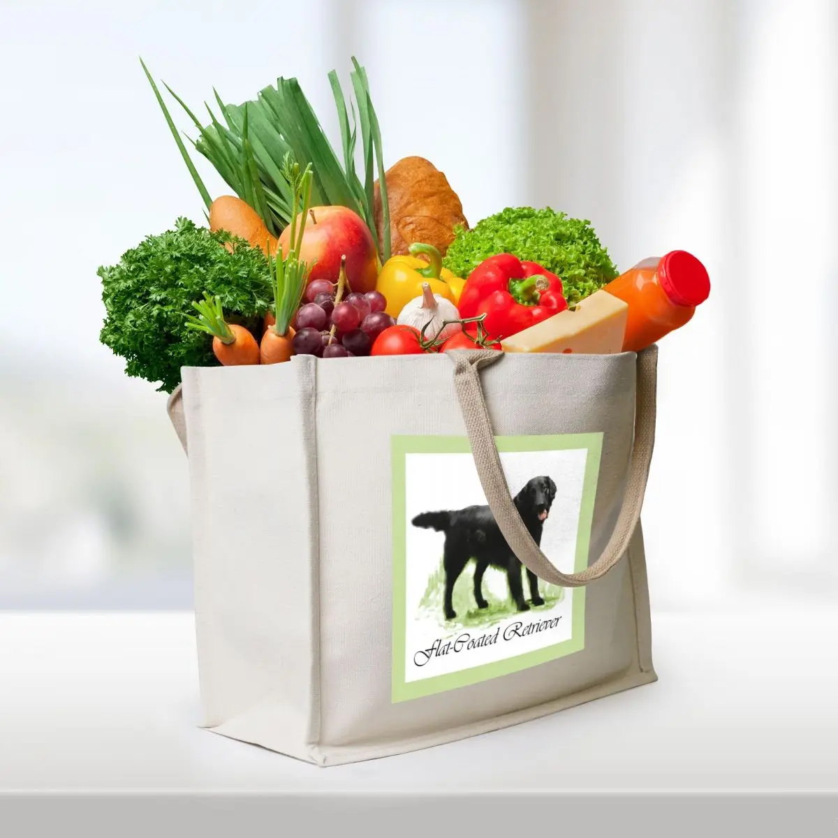 Flat-Coated Retriever Lovers Art Gifts Tote Bag tote bag university Large bags for women shoping bag supermarket folding