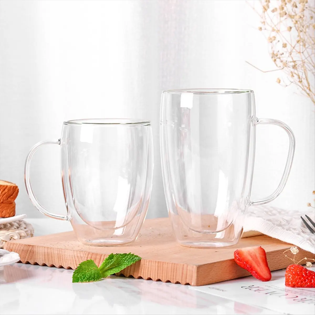 ABFW Double Wall Glass TeaCup Transparent Coffee Milk Water Mug High Borosilicate Teaware Drinkware Kitchen 250ml
