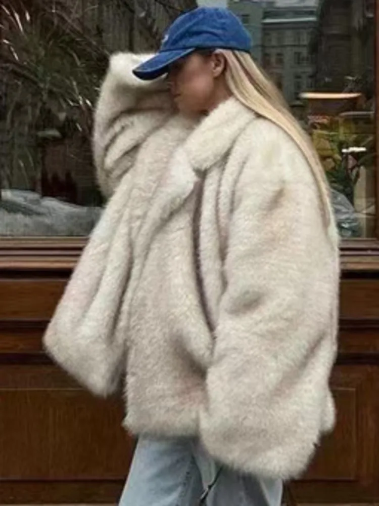 ZMEENNA femmes luxueux fausse fourrure surdimensionné manteau chaud vêtements de sortie d'hiver moelleux doux veste pour Style de fête décontracté ZM3534