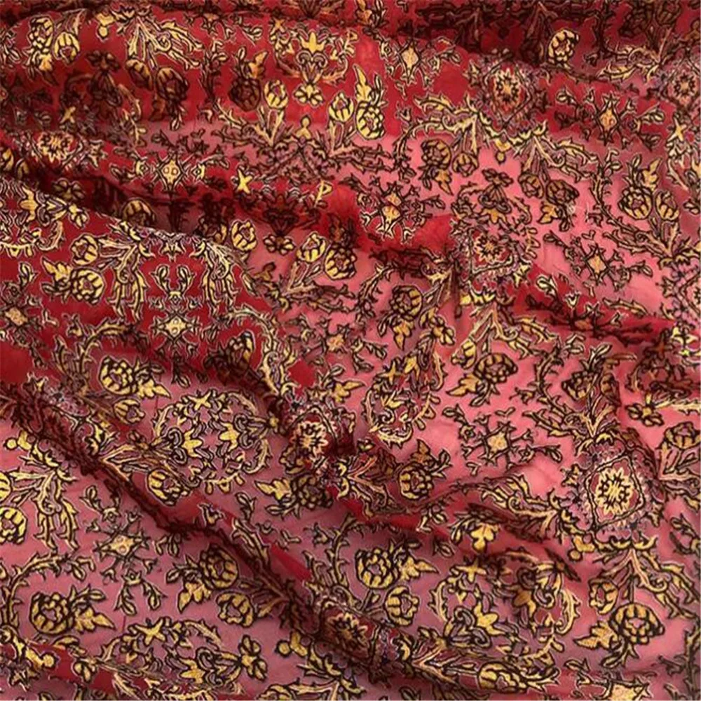 New Coming Vintage Charming Red Silk Burn Out Fabric Opal for Amazing Women Holiday Clothes