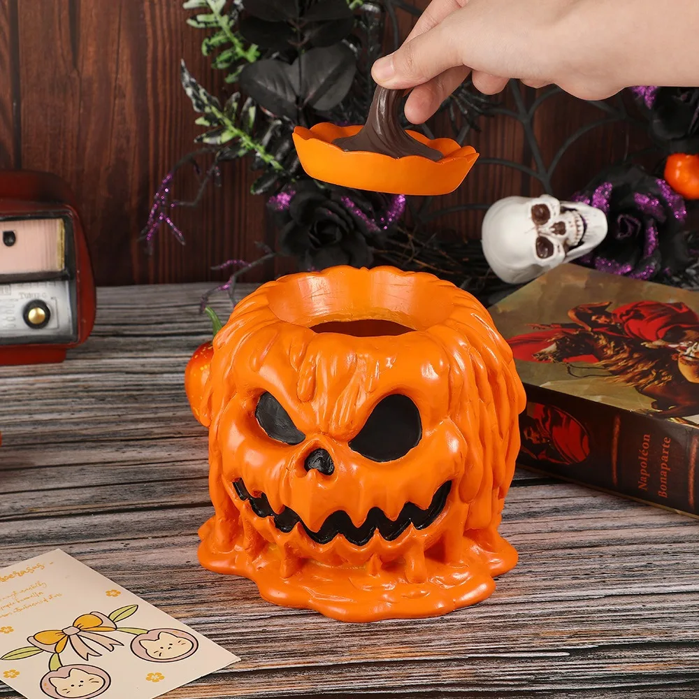 

Halloween Funny Pumpkin Head Resin Ornament Cute Home Decor Mini Flower Pot