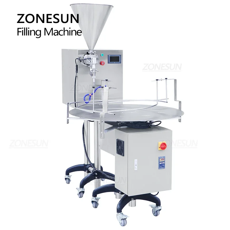 ZONESUN Riempitrice Servomotore Rotore Pompa Pasta Bottiglia di Riempitrice con Unscrambler Crema Salsa di Miele Macchine per l'imballaggio alimentare
