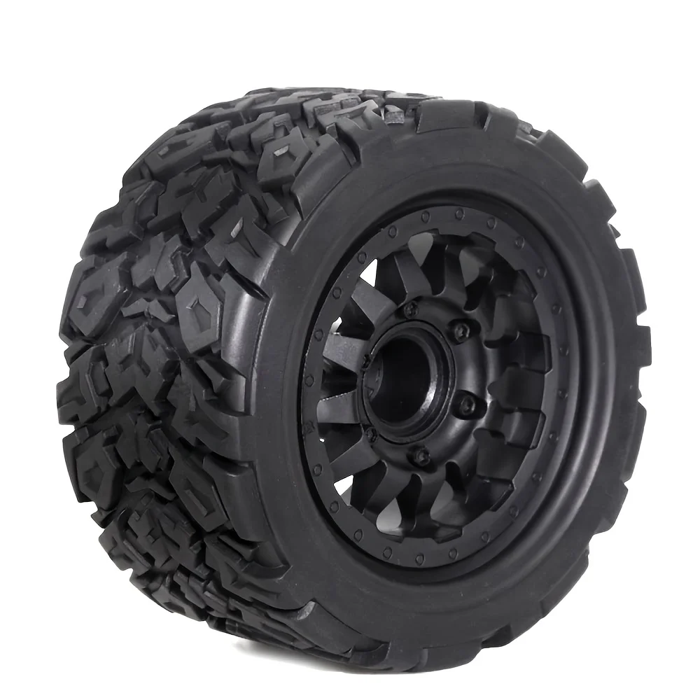 GLOBACT 1/10 RC トラック タイヤとホイール 12mm/0.47インチ 14mm/0.55インチ 交換可能な六角付き トラクサス ARRMA アキシャル Losi RC4WD HSP用