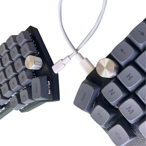 Imagen 2 del producto Diseño Corne 4 × 6 2 perillas Ergonomía dividida Teclado mecánico MX intercambiable en caliente con cable South RGB VIAL programable