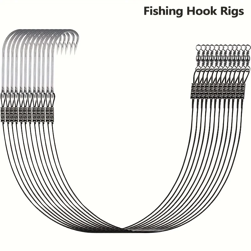 24/12/6PCS Hameçons de pêche à ligne coupée, montages de surfcasting en acier inoxydable, hameçons robustes avec porte-appâts et émerillons pour la