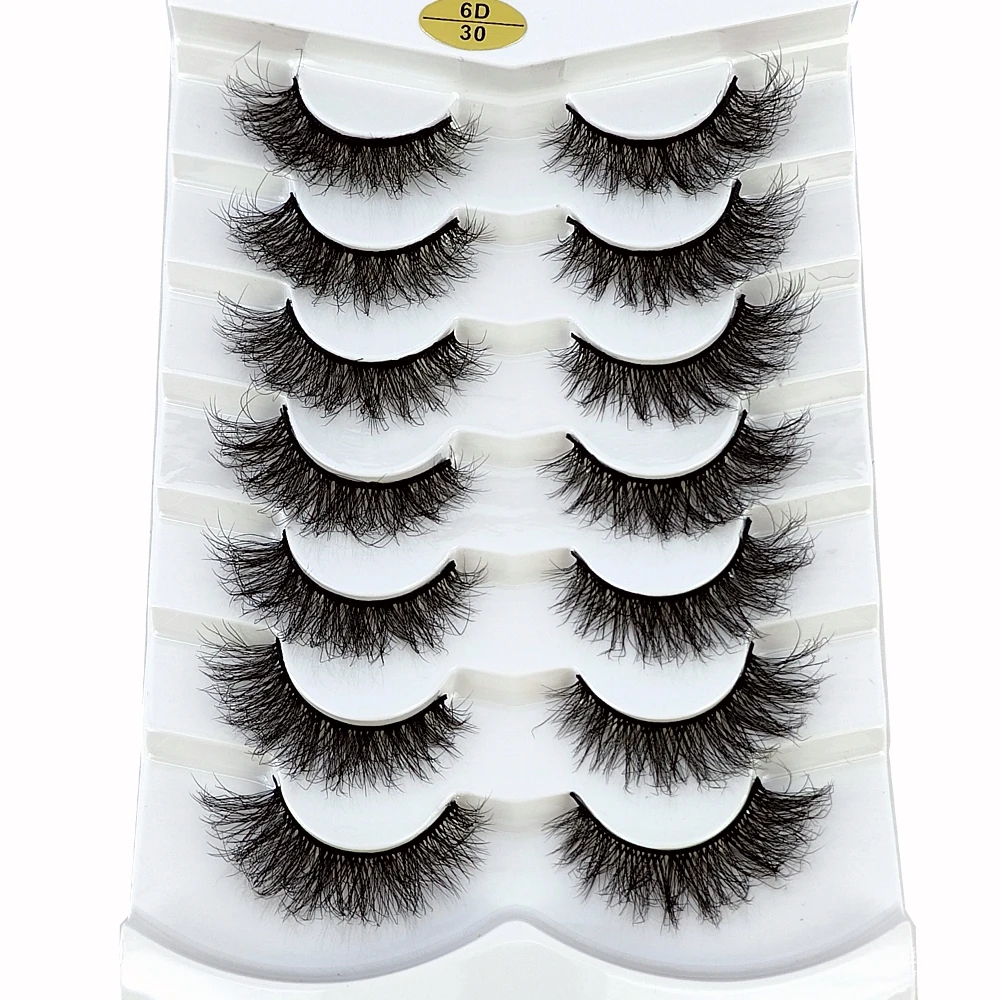 7pairs Natürliche Russische Streifen Wimpern Flauschigen Nerz Wimpern 3D Falsche Wimpern Flauschigen Volumen Wimpern Gefälschte Wimpern Verlängerung Make-Up