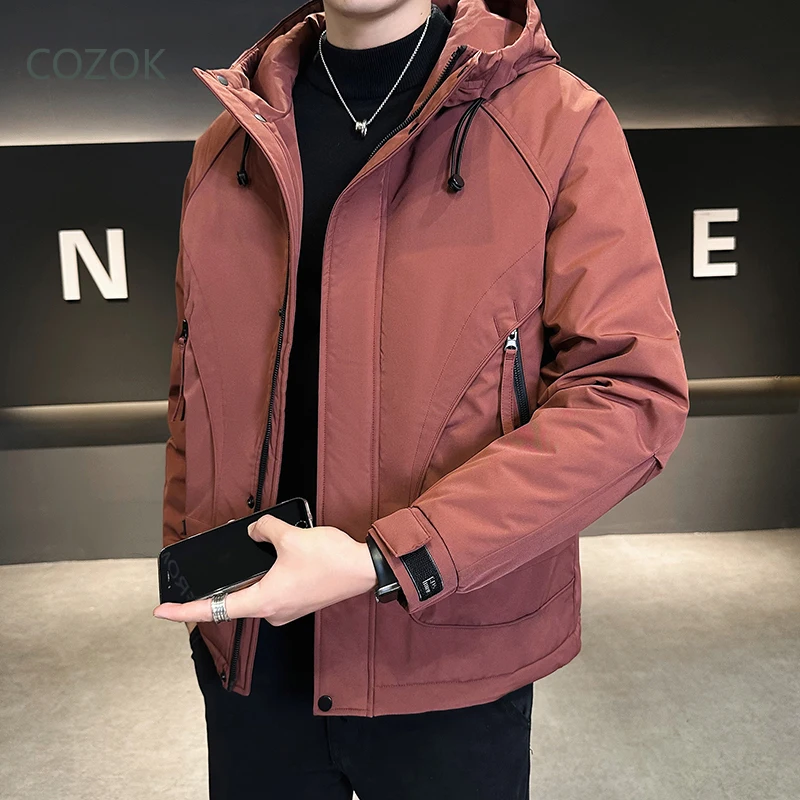 COZOK Quilted Jacket for Men 2024 Male Winter Brand Jacket Men's with A Hood Short Winds Men Men's Windbreaker New in Coats