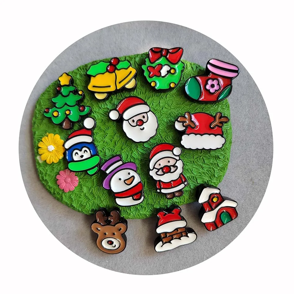 Mini Cartoon Christmas Series Resin Crafts Flat Backs Planar Figurine Embellishments Ornament Jewelry Making Hairwear