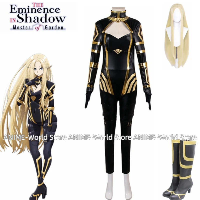 Anime The Eminence In Shadow Alpha Cosplay Costume Uniform Wig Shoes Shadow Garden Seven Shadows  Women Halloween