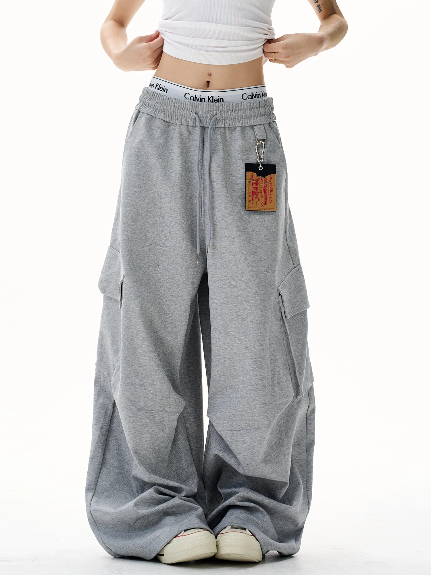 Loose Casual Sports Pants Unisex Grey Wide Leg Cotton Trousers Youth Fashion Summer Collection Street Style Workwear Long Tro...