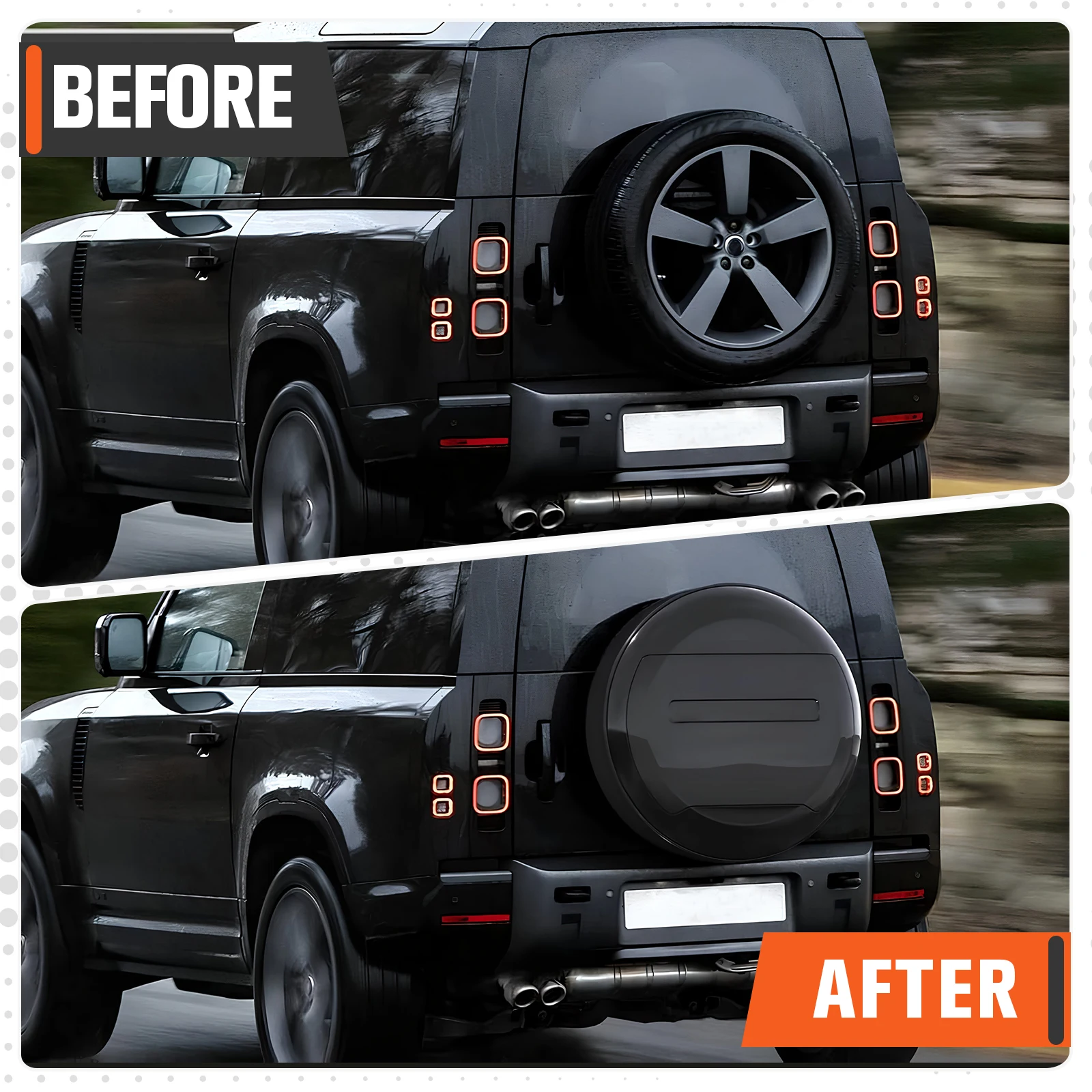 

ABS Rear Spare Tire Tyre Wheel Cover Protector ABS Spare Tyre Tire Wheel Cover Fit for Land Rover Defender 90 110 130 2000-2025