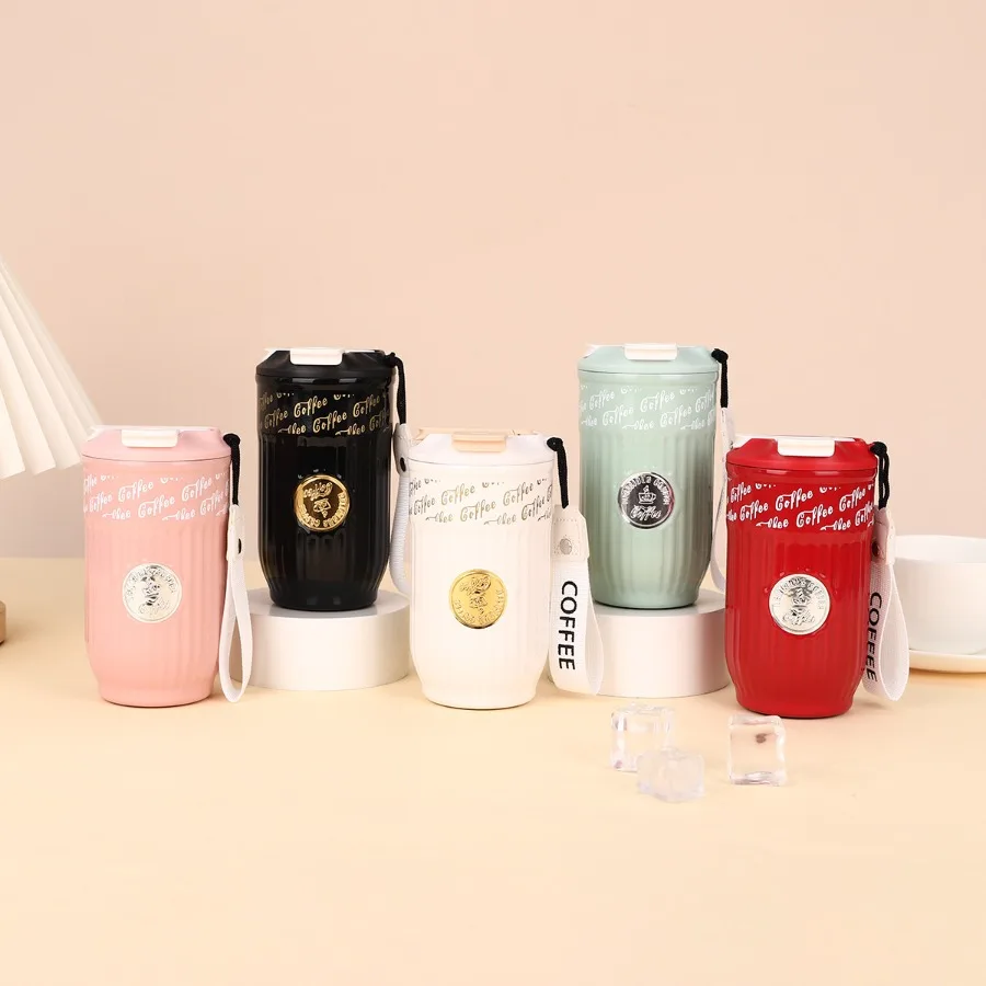 

New stainless steel large-capacity high-color value coffee cup portable thermal insulation leisure lovely portable handheld cups