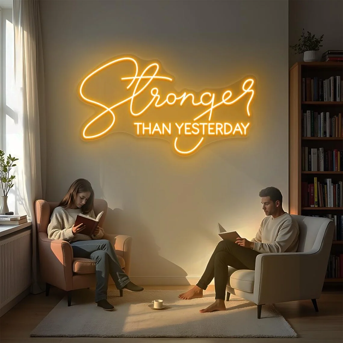 Stronger Than Yesterday Neon Sign,Gym Sign Motivational Gym Neon Sign,Fitness Wall Decor, Home Gym Decor,Fitness Sign