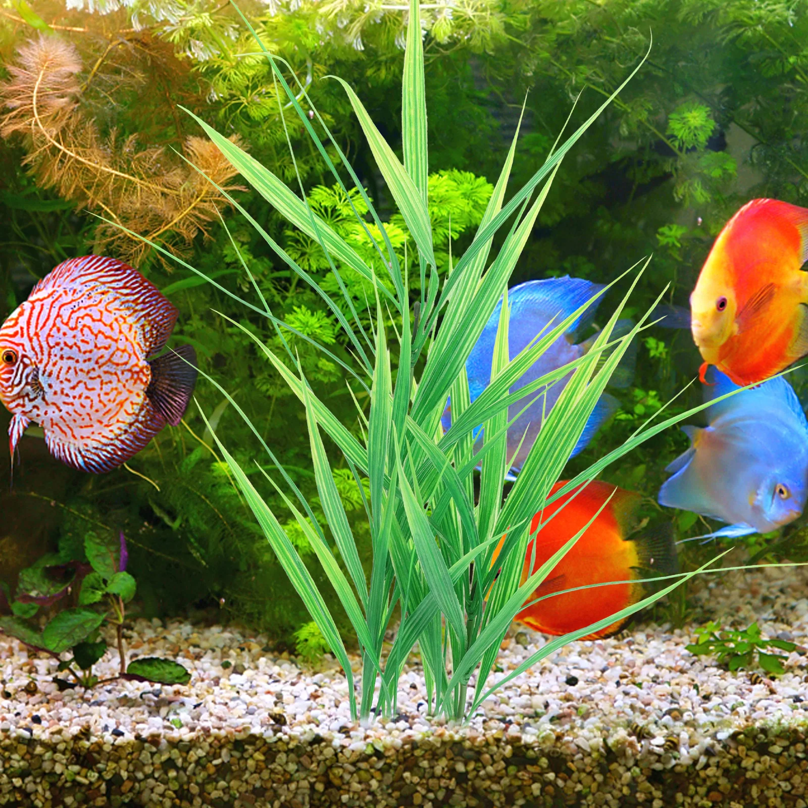 

Aquarium Artificial Plants Plastic Realistic Decor - Low Maintenance Fish Tank Accessories for Betta Turtle Habitat Enhancement