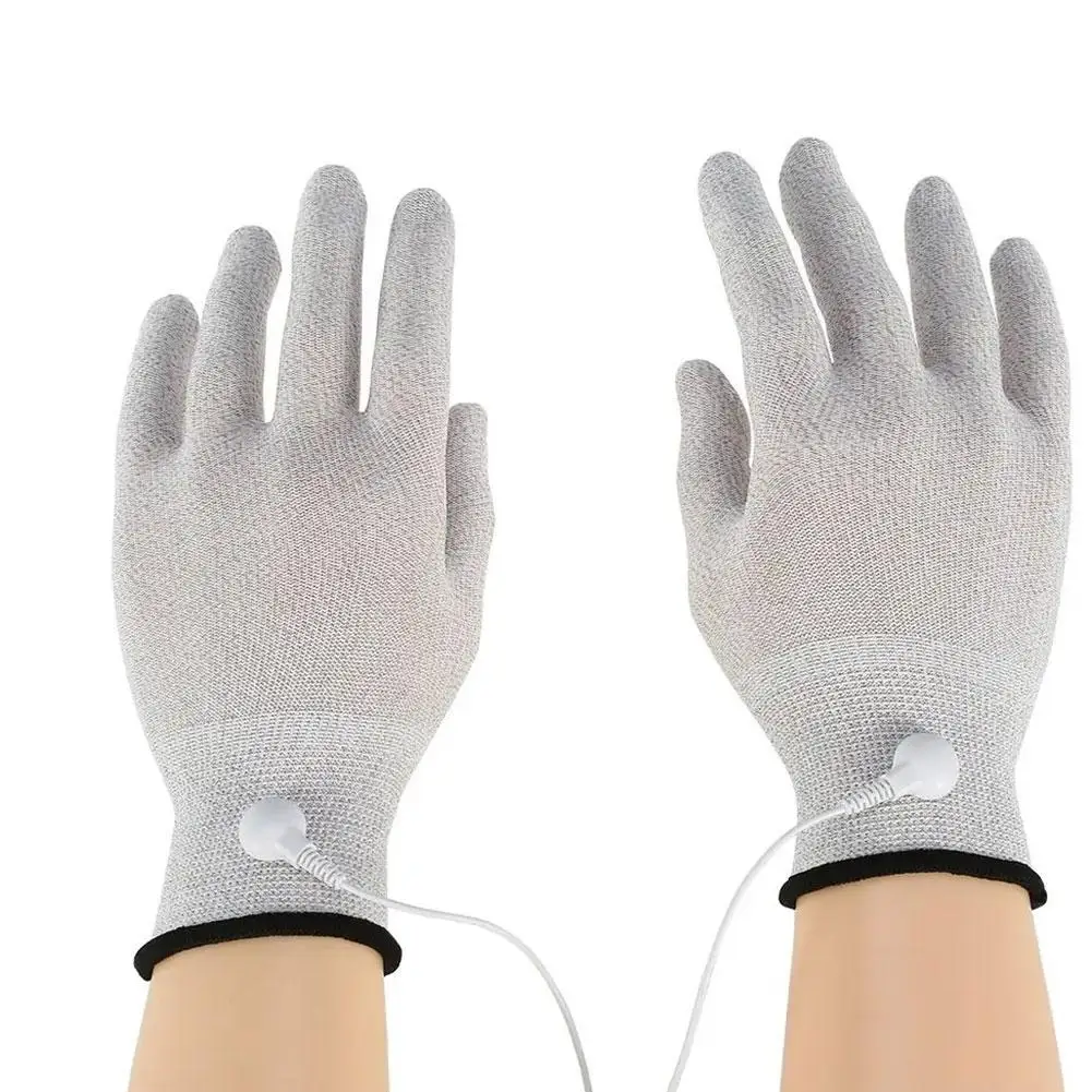 2pcs Conductive Electrotherapy Massage Electrode Gloves Relax Shock Wire Tens Machine Therapy Hand Massager Tool