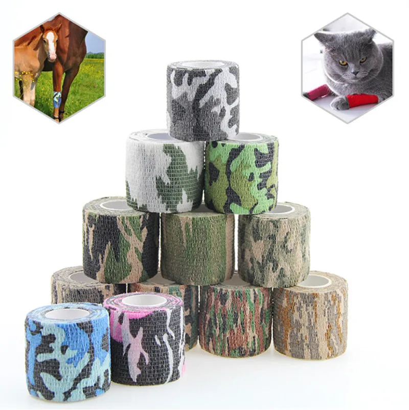 Camouflage Elastic Wrap Tape, Army Tape, Waterproof, Durable, Self Adhesive, Hunting, Stealth, Outdoor