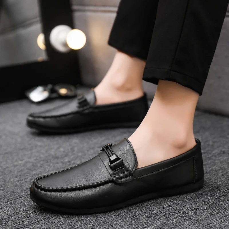 Leather Loafers for Men Fashionable Men\'s Casual Shoes Summer Comfortable Male Formal Shoes Slip-on Men\'s Flats Chaussure Hommes