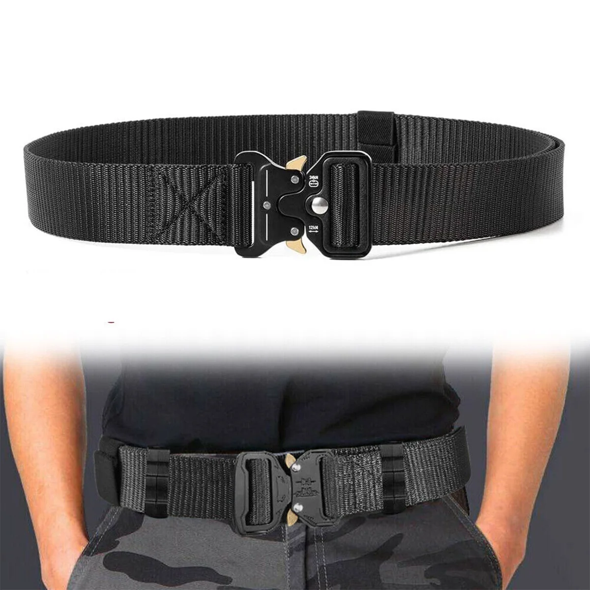 Airsoft Tactical Belt Heavy Duty Riggers Belts Working Utility Nylon Waistband, Police Duty Security Belt Paintball Gear