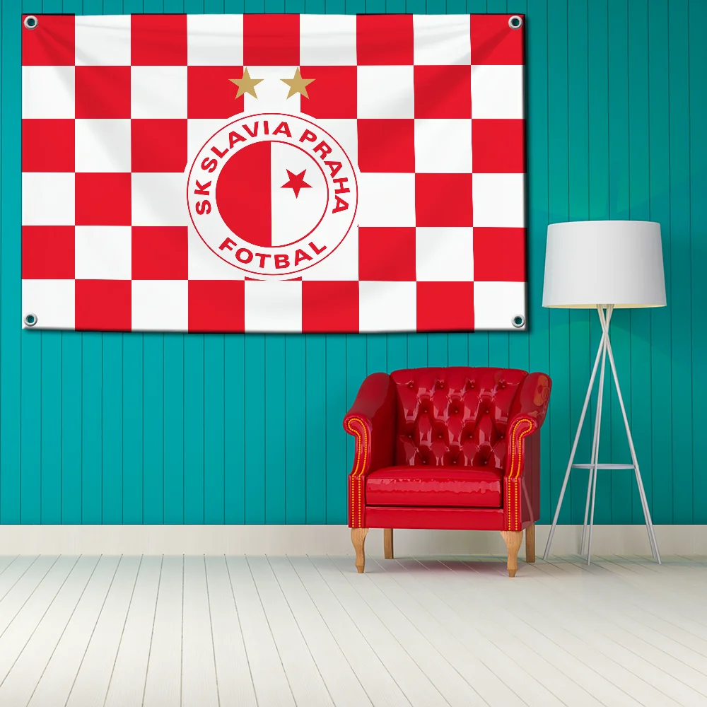 SK SLAVIA PRAHA Flag Hanging Flags 2×3ft 3×5ft Banner for Garage Wall Tapestry Curtain Rcing Flag 90x150cm Banner for Garage Bar