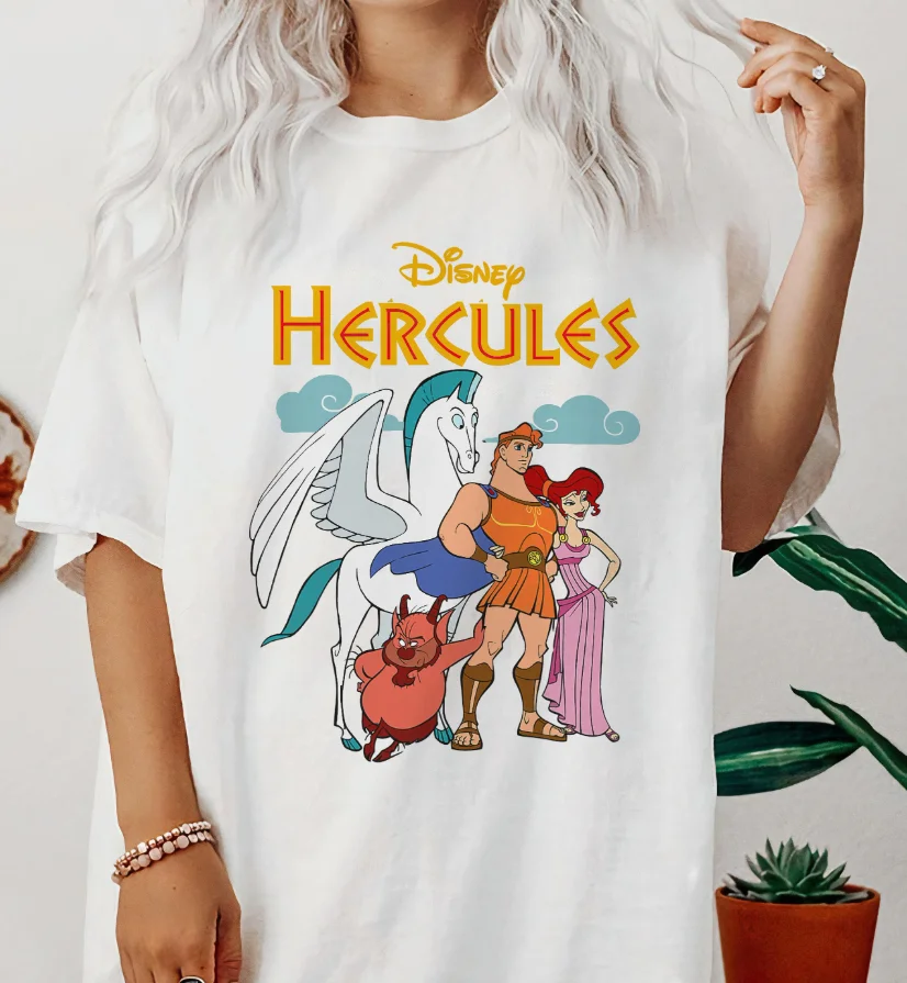

Классическая групповая рубашка Disney Hercules с винтажным рисунком, одинаковые рубашки для всей семьи Disneyland, футболка «Волшебное королевство»