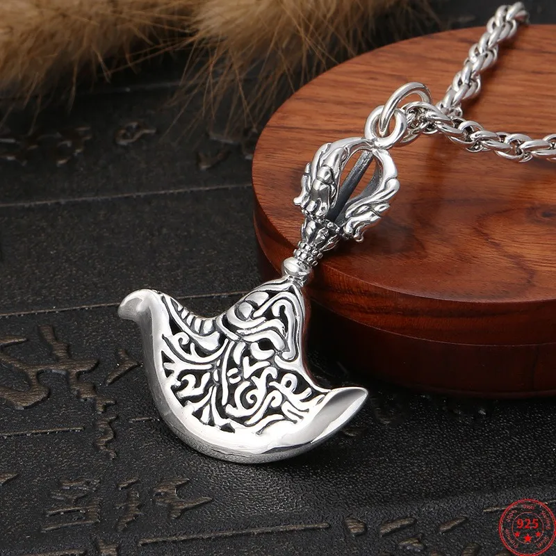 S925 Sterling Silver Pendants for Men Women New Men's Fashion Vajra Blade Subduing Pestle Pure Argentum Amulet Punk Jewelry