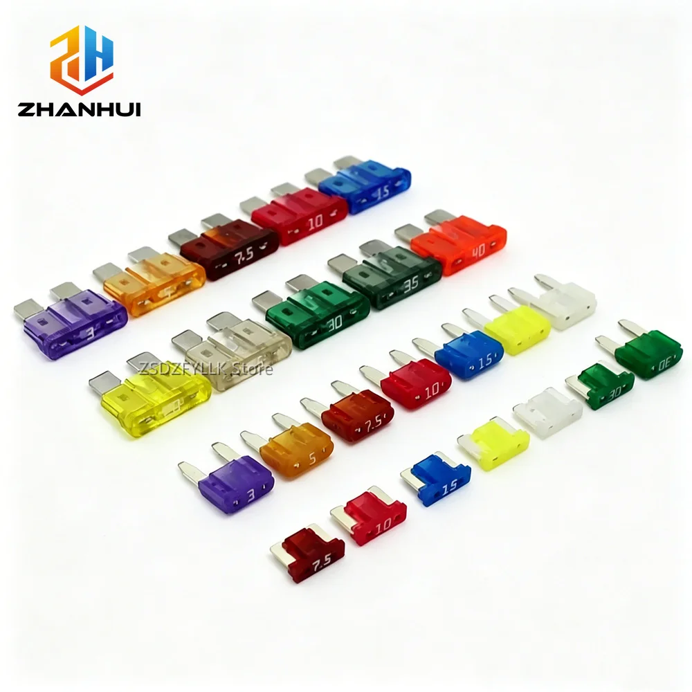 10Pcs Blade Auto Fuses Standard Mini Micro Type 5A 7.5A 10A 15A 20A 25A 30A 40A Vehicle Truck Circuit Safety Protection Fuse